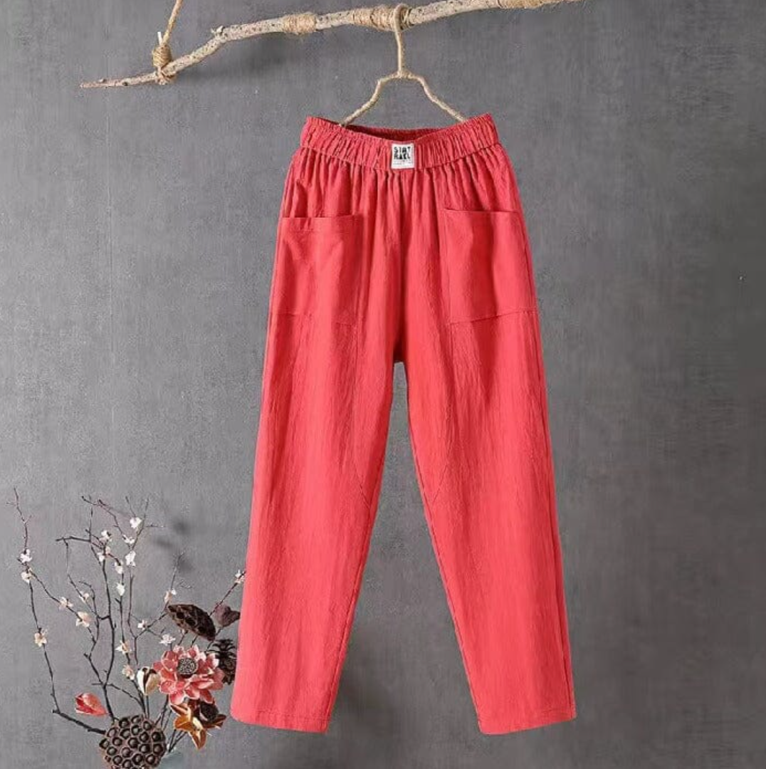 Linnen broek met elastische taille - Marika