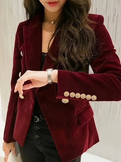 Elegant bordeauxrood fluwelen jasje voor famen – afslankende blazer