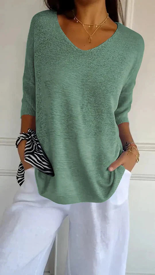 Chiara | comfortabele damesgebreide top met v-hals