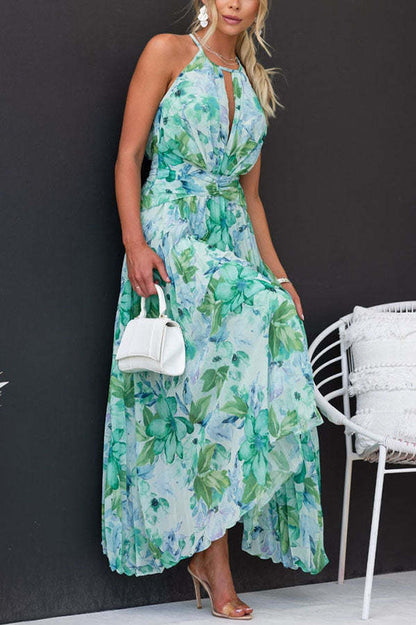 Lilia | Elegante Geplooide Bloemenjurk