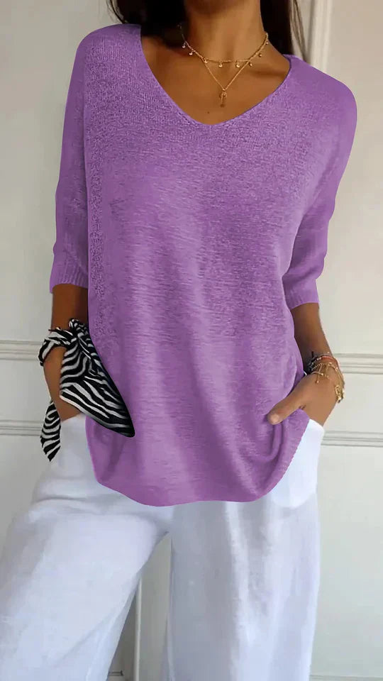 Chiara | comfortabele damesgebreide top met v-hals