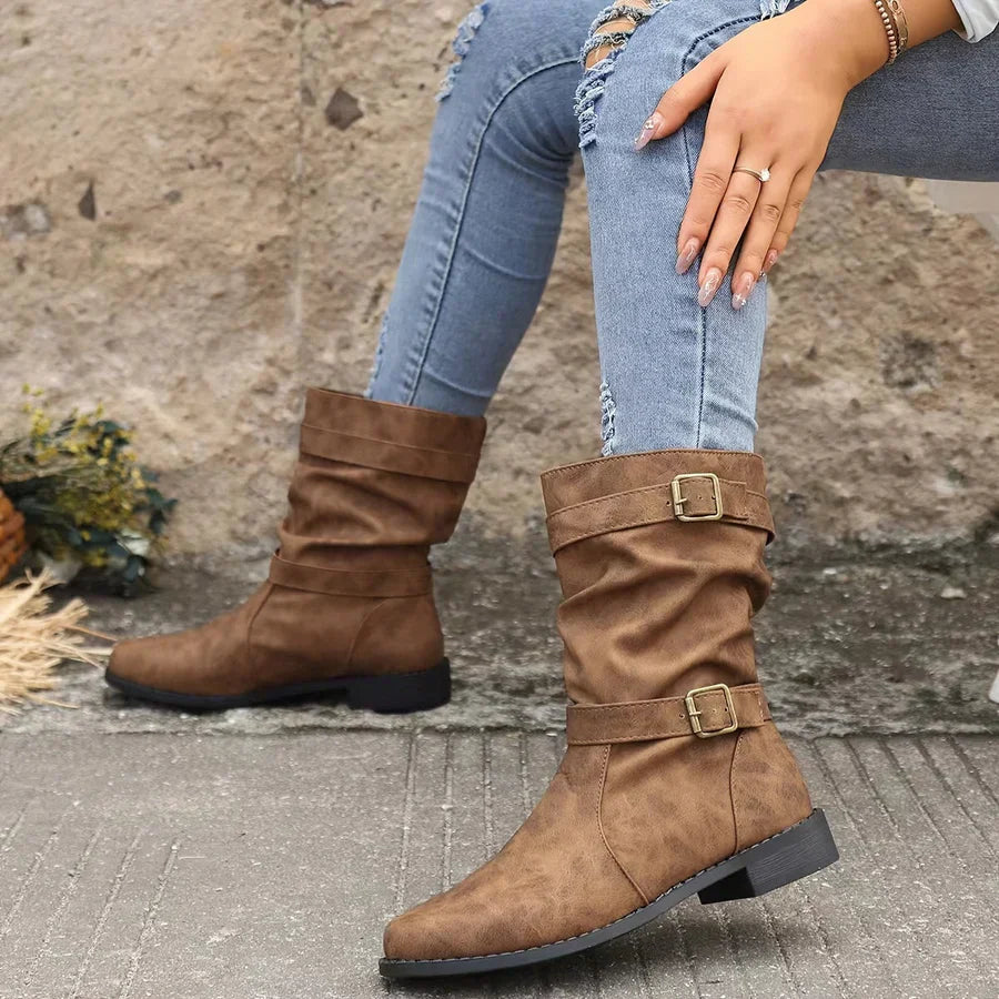 Kasha - vintage western enkellaarzen met gespriem voor dames