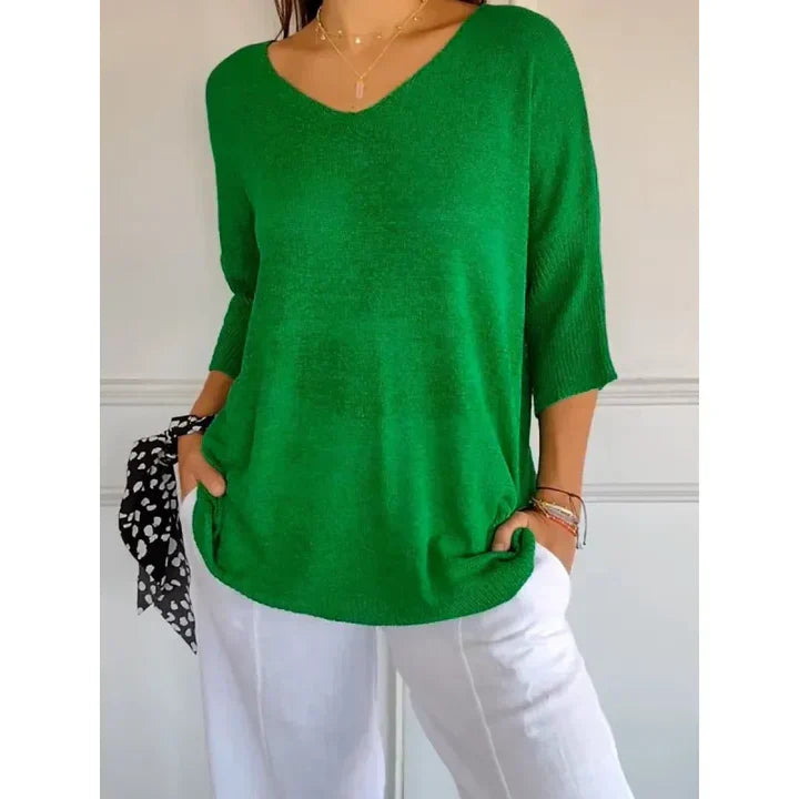 Chiara | comfortabele damesgebreide top met v-hals