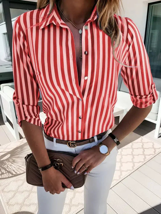 Elena | Klassieke Gestreepte Overhemdblouse