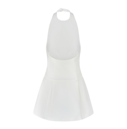 Sasha | de ultieme muze witte mini-jurk met verlaagde zoom