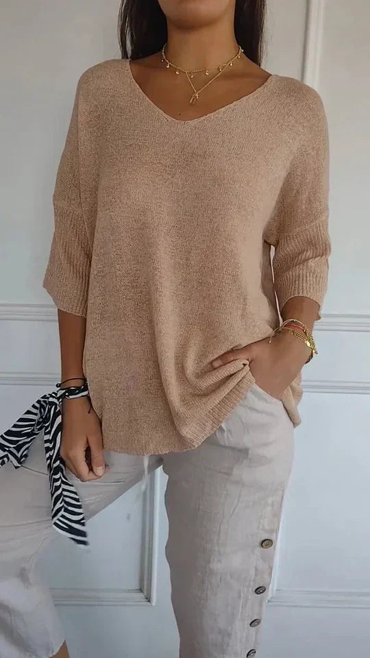 Chiara | comfortabele damesgebreide top met v-hals