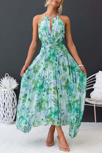 Lilia | Elegante Geplooide Bloemenjurk